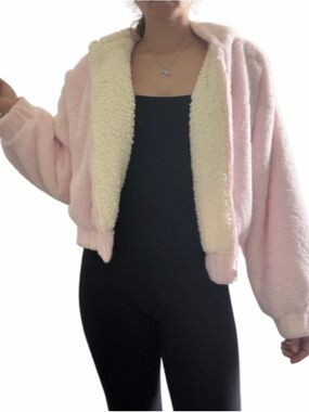 Coco + Shay Pink Sherpa Lined Hoodie Jacket | Cozy Fleece | Size S